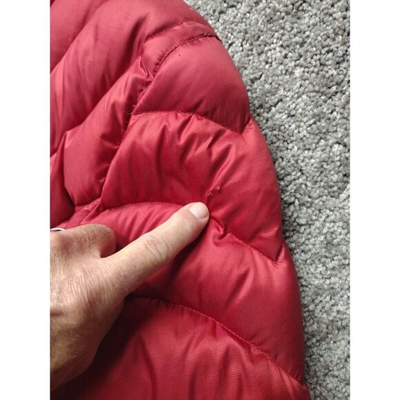 Cabela's Women's Med Reg Red Puffer 750 Filled Down Jacket Embroidered Logo - Picture 8 of 15
